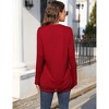 Women's Long Sleeve Tunic Top Lace Panel Square Neck Shirt Pleated Stylish Loose Fit Blouse - 3 of 4