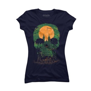 Junior's Design By Humans Skull Grave By designpro44 T-Shirt - 1 of 3