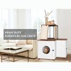 Cat Litter Box Enclosure with Scratching Post, Hanging Balls, 2-in-1 L-Shaped Corner Cat Litterbox with Storage Cabinet - 3 of 4