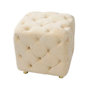 GlasFlength Ottomans and Benches Velvet Upholstered Ottoman with Modern Simple Fashion Elegant Design for Living Spaces, Beige, 18.9"*18.9"*17.32" - 1 of 4