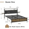 FURNIinspire Beds Queen Size Bed Frame, Modern Simple Metal Platform Bed with Charging Station, Easy Assembly, Grey, 88.58"*83.66"*41.34" - 3 of 4
