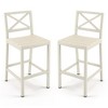 Outdoor Bar Stools Set of 2, 26 Inch All Weather HDPS Patio Counter Height Barstools with Back & Footrest, Aluminum Bar Stool Chairs - 2 of 4