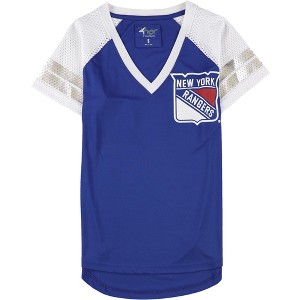 G-III Sports Womens Rangers Mesh Sleeve Graphic T-Shirt - 1 of 2