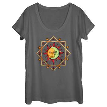 Women's Lost Gods Celestial Moon Sun Face T-Shirt