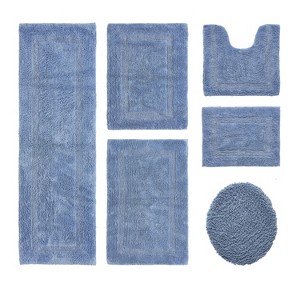 Lux Premium 100% Cotton Tufted Solid Reversible 6 PC Bath Rug Set – Ultra-Soft, Water-Absorbent, Durable, Machine Washable Bathroom Rug - 1 of 4