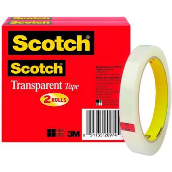 Scotch 600 Transparent Tape, 0.50 x 2592 Inch, 3 Inch Core, Glossy Finish, Pack of 2