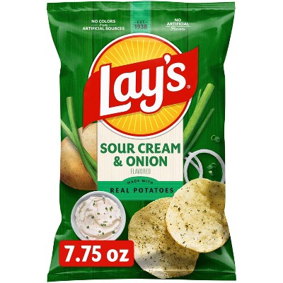 Lay's Sour Cream & Onion Flavored Potato Chips - 7.75oz: No Artificial Flavors