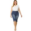 Agnes Orinda Women's Plus Size Mid-Rise Curvy Skinny Stretch Denim Jean Capri - 3 of 4
