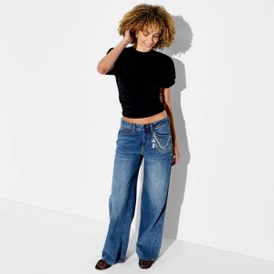 Playera de Cuello Alto con Fruncido y Manga Corta Dolman para Mujer - Wild Fable™