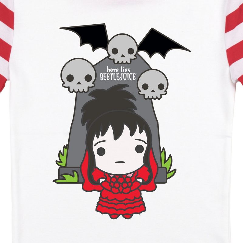 Beetlejuice Lydia And Gravestone With Skulls Youth Red and White Striped Sleep Set, 4 of 5