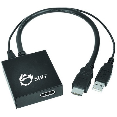SIIG HDMI to DisplayPort 4K Ultra HD Active Adapter - 1.57" DisplayPort/HDMI/USB A/V Cable for Audio/Video Device
