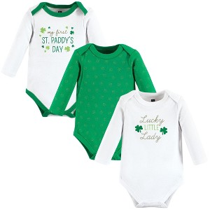 Hudson Baby Infant Girl Cotton Long-Sleeve Bodysuits, Lucky Lady - 1 of 4