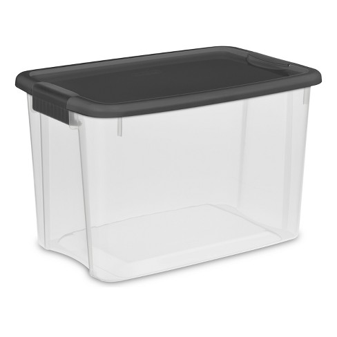 Sterilite 30qt Ultra Clear Latch Box Clear Base Flat Gray Lid And ...