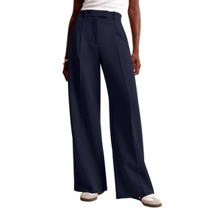 Women Wide Leg Pants High Waisted Business Casual Work Trousers Dressy Pants with Pockets - 1 of 2