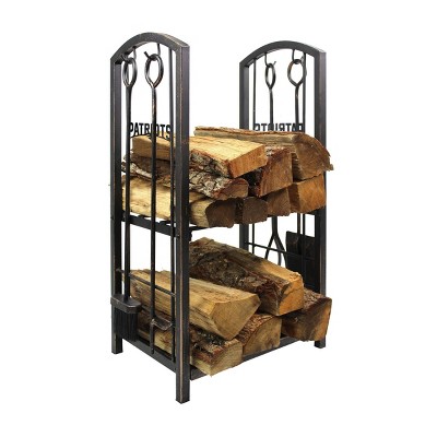 NFL New England Patriots Fireplace Wood Holder & Tool Set