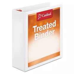 Cardinal Treated Binder ClearVue Locking Slant-D Ring Binder, 3" Cap, 11 x 8 1/2, White