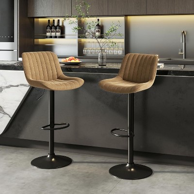 UNISOAR Modern Swivel Bar Stools Set of 2/4,  Counter Height Bar Stools with Adjustable Height Upholstered Bar Chair with Back and Footrest for Bar