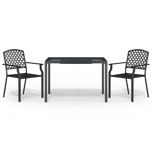 vidaXL Garden Dining Set Anthracite Powder-Coated Steel 3 Piece Set - 43.3" Table Length 2 Items - 1 of 4