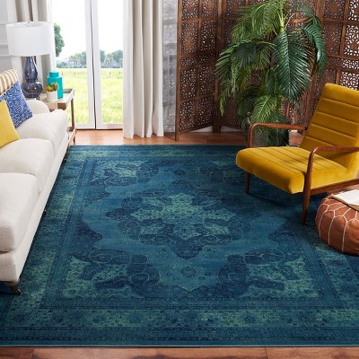 Elegant Tufted Blue Wool-Blend 8' x 10' Rectangular Area Rug
