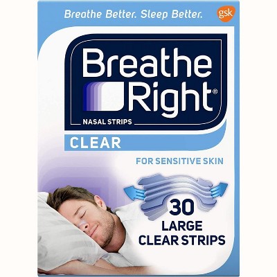 Breathe Right Nasal Strips Clear, Large, 30 Ct