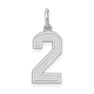 Black Bow Jewelry 14k White Gold, Jersey Collection, Medium Number 2 Pendant - 1 of 4