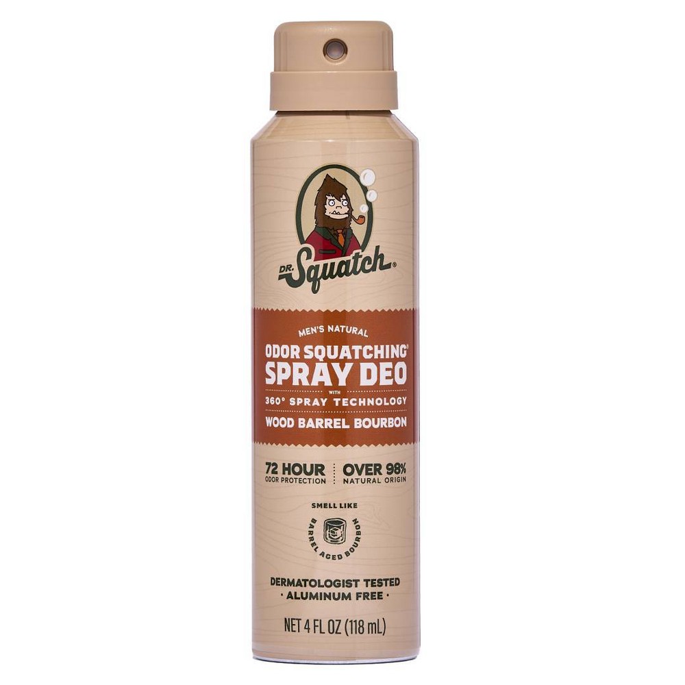 DR. SQUATCH Men's Deodorant Spray - Natural Wood Barrel Bourbon - 4 fl oz