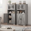 Kitchen Pantry Cabinets with Glass Doors and Adjustable Shelves, 54in Tall Freestanding Wooden Cupboard with Hutch - 3 of 4