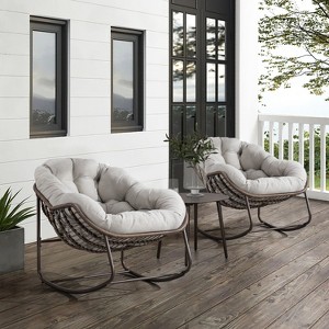 FIONECA Outdoor Rattan Rocking Chair with Cushions ¨C Beige - 1 of 4