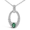 Haus of Brilliance Silver Created Green Emerald and White Sapphire Oval Shaped Pendant Necklace - 2 of 4