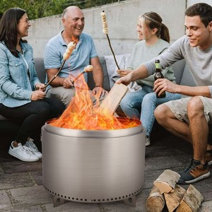 27" Smokeless Fire Pit with Adjustable Airflow, 304 Stainless Steel Wood-Burning Firepit, 360° Heat & Secondary Burn Technology, Outdoor Fire Bowl - 1 of 4