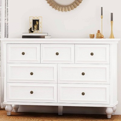 Jojoka White Vintage Dresser for Bedroom with 7 Drawers