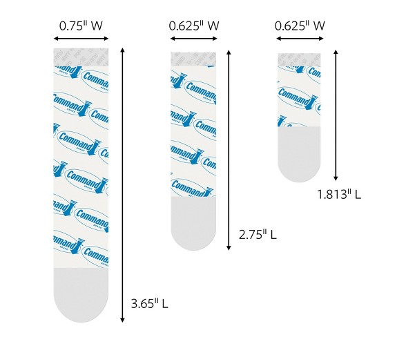 3M Command Damage-Free Hanging Assorted Refill Strips 16-Pack - Clear