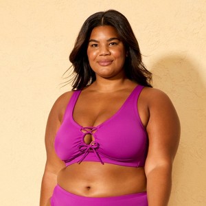 Women's Tie-Front Longline Bikini Top - Shade & Shore™ Purple - 1 of 3