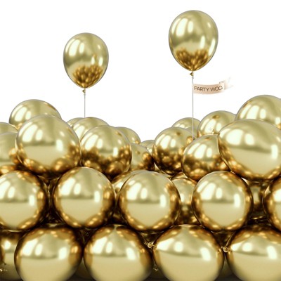 PartyWoo Balloons Metallic Gold Light Small Mini 5 Inch 50 pcs