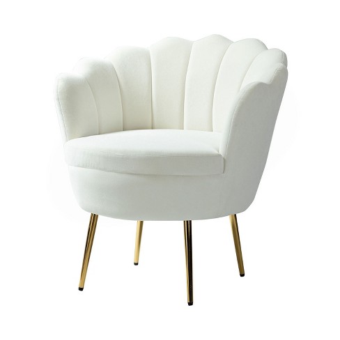 Yves Living Room Accent Chair Comfy Barrel Chair With Golden Metal