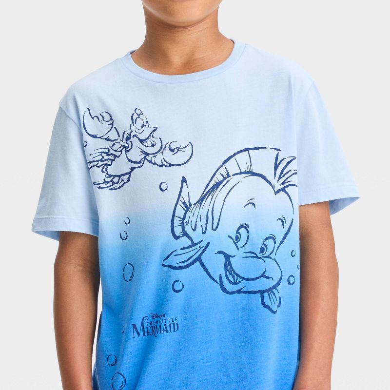 Boys' The Little Mermaid Flounder & Scuttle Short Sleeve Graphic T-Shirt - Light Blue, 2 of 4