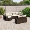 vidaXL Patio Sofa Set with Cushions Outdoor Furniture 10 Piece Poly Rattan - Brown - 2 of 4