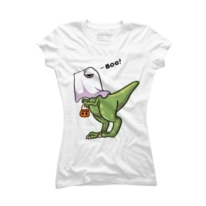 Junior's Design By Humans Halloween Ghost Dinosaur By whynot007 T-Shirt - 1 of 3