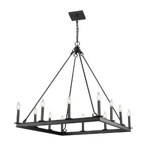Barclay 12-Light Matte Black Chandelier - Elegant Square Design for Dining Room & Foyer - 1 of 4