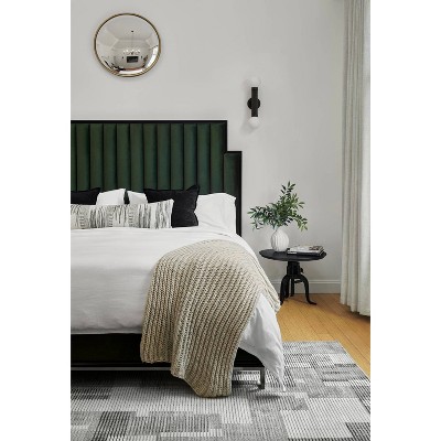 Gray Geometric Synthetic Rectangular Rug 118" x 94"