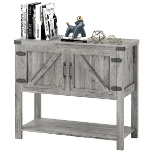 Farmhouse Double Door Coffee Bar Cabinet, Kitchen Cabinet with Bottom Shelf for Entryway, Living Room - 1 of 4