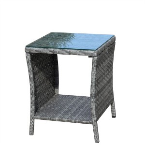 XINGHANZHENXUAN Outdoor Patio Wicker Coffee Table, Weather-Resistant Rattan for Backyard, Porch & Poolside - 1 of 4