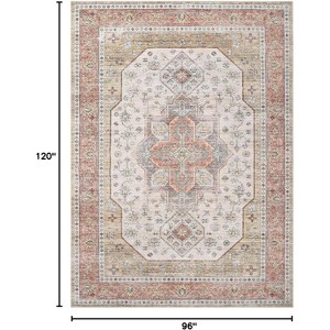 Washable Floral Print Area Rug,Traditional Vintage Boho Indoor Carpet,Non-Shedding Low Pile Floor Mat with Non-Slip Rubber Backing - 1 of 4