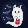Junior's Design By Humans halloween ghost cat By ArtStyleAlice T-Shirt - 2 of 2