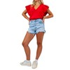 Women's Pleated Cap Sleeve Ruffle Sweater - Strut & Bolt - 3 of 3