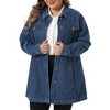 Women's Plus Size Buttons Long Sleeve Jean Jackets with Pocket - Agnes Orinda - 2 of 4