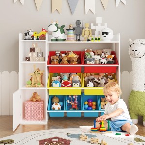 Kids Toy Storage Organizer with 8 Removable Toy Bins, 4-Tier Toy Organizers Kid Bookshelf and Toy Storage for Study Room，Small - 1 of 4