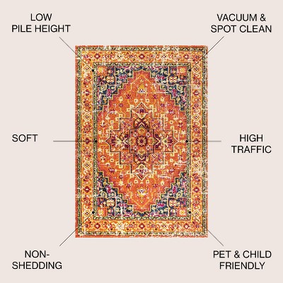 Brooklyn Orange and Blue Synthetic Medallion 8' x 10' Area Rug