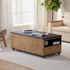 Munora 47" Lift-Top Foldable Walnut Coffee Table with 2 Drawers & Cabinet Storage - Hydraulic Lifting, Lockable Wheels - 4 of 4