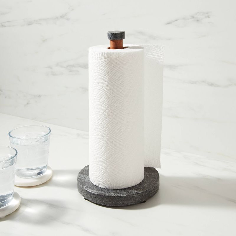 Wood and Marble Paper Towel Holder Gray - Threshold&#8482;, 3 of 7